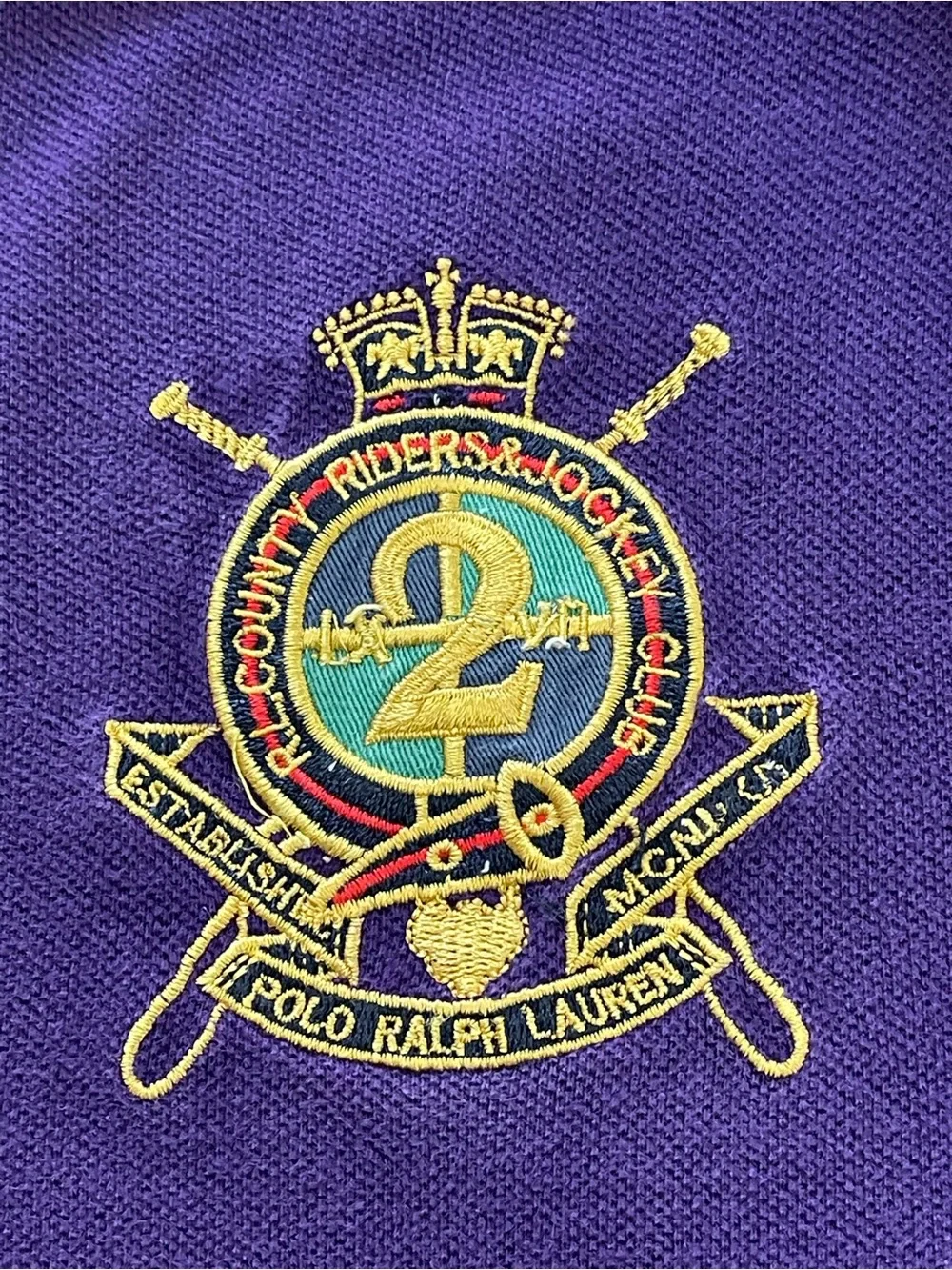 Vintage Purple Polo Ralph Lauren Big Pony Horse & Rider Jockey Embroidered